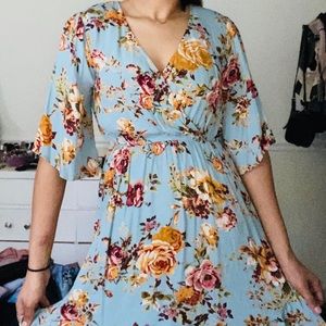 Blue Floral Summer Dress